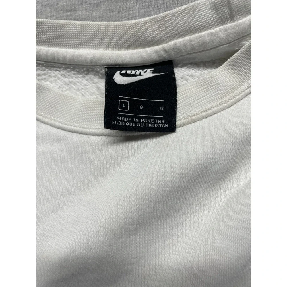 Nike Sportswear Club Crew Sweatshirt Mens Large White Embroidered Swoosh Cotton